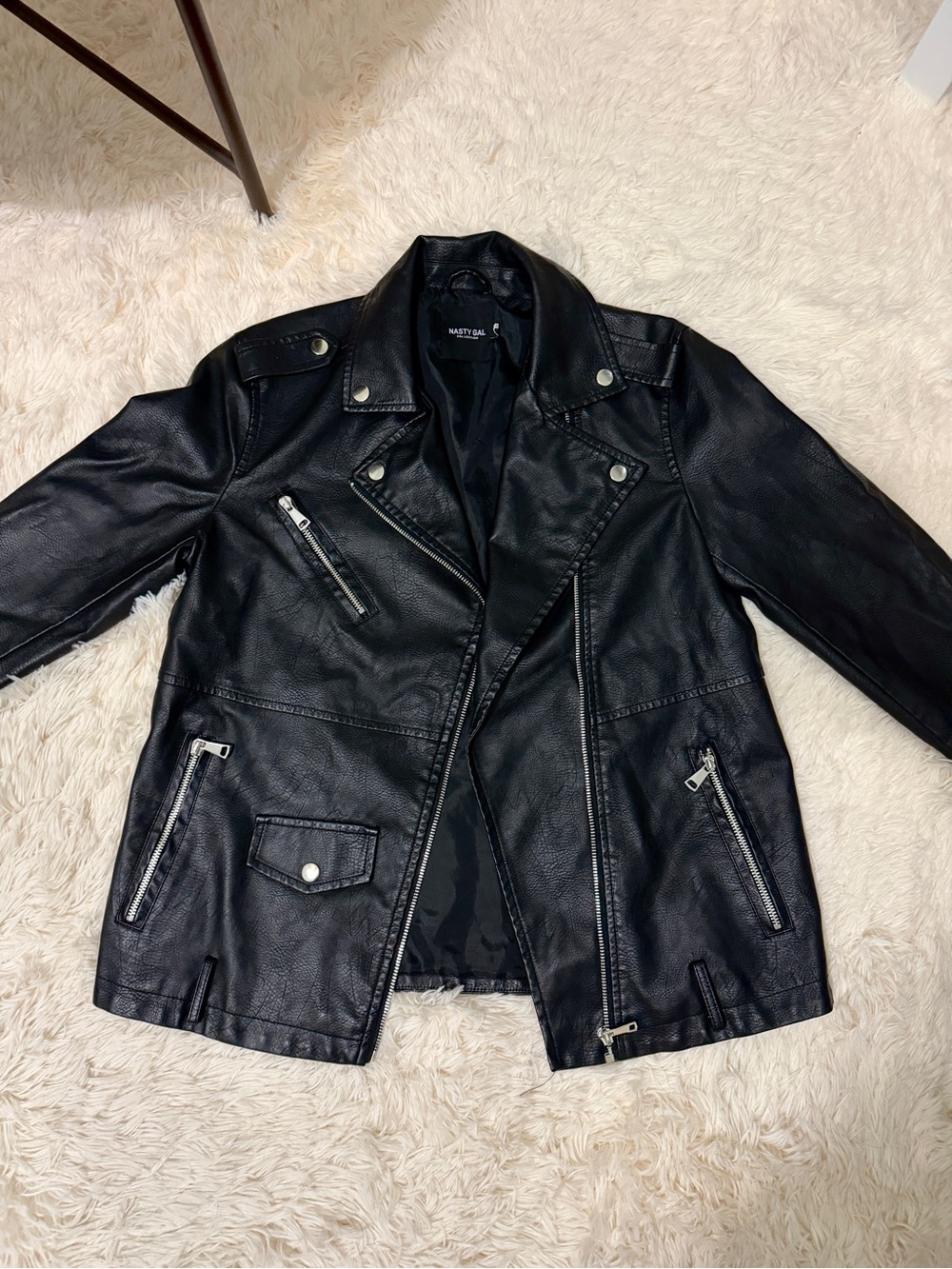 Nasty Gal Black Faux Leather Moto Jacket